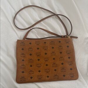 MCM Tan Logo Crossbody Bag